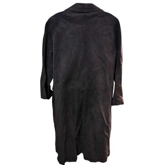 Vintage Brown Suede Long Coat Button Closure & Pockets old money classic warm - Picture 6 of 10